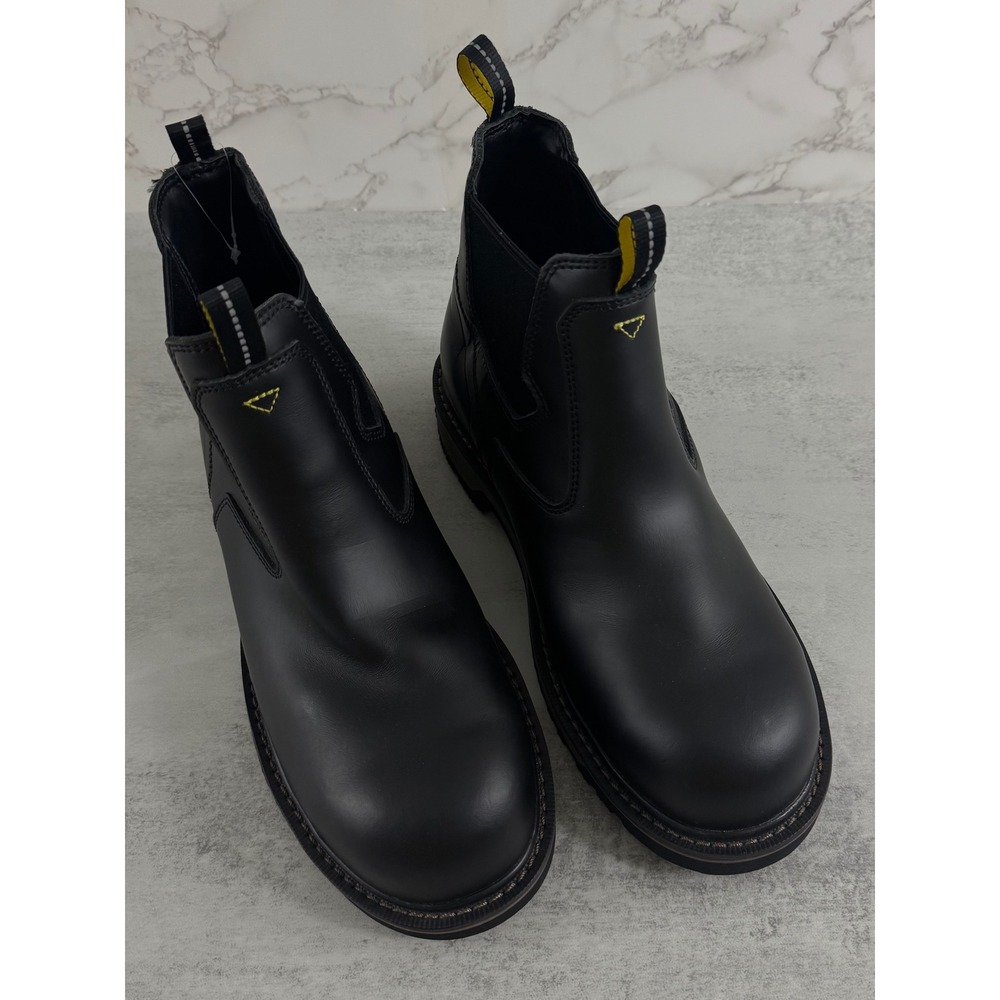 Ace Mens Firebrand Black Leather Chelsea Safety Work Boots Size 10.5